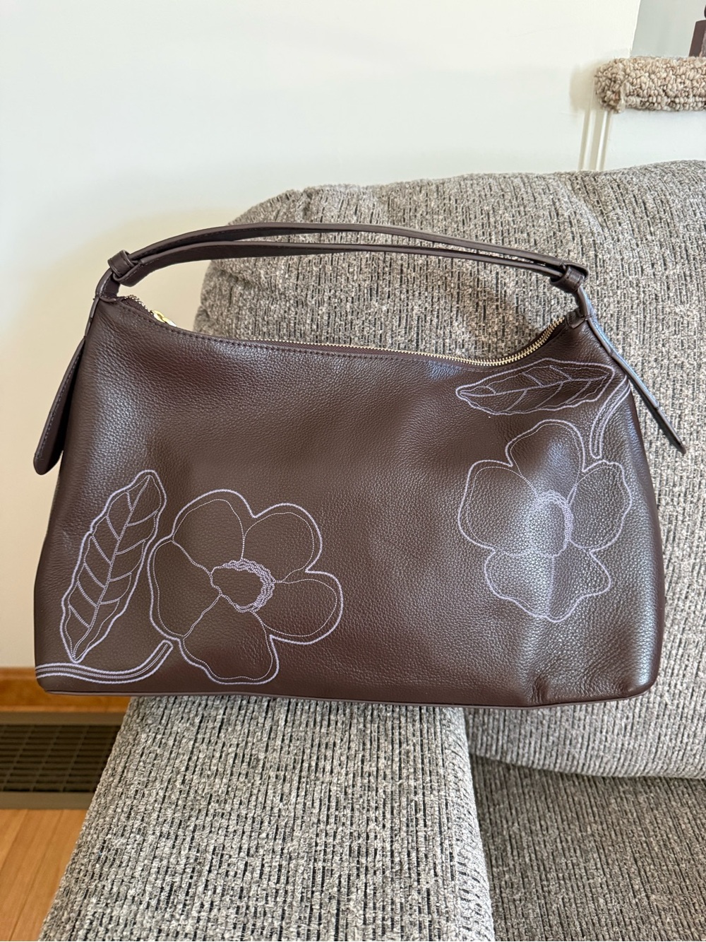 Vera Bradley Chocolate Brown Floral-Embroidered Shoulder Bag